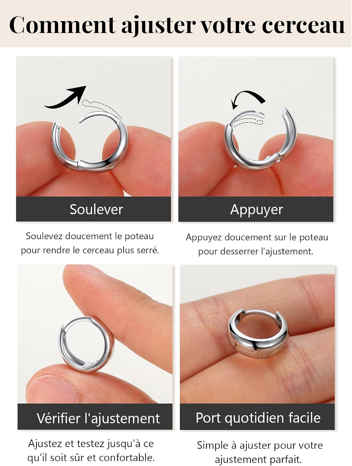 Detalle de Silvora Petit Créoles Argent 925 et Cuivre – Mini créoles hypoallergéniques en 8–14 mm