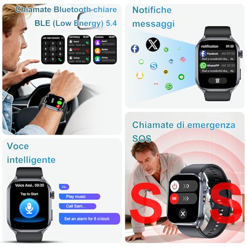 Detalle de YYKY 2026 Smartwatch ECG: display HD, pressione sanguigna, AI-GPT e IP68 in metallo