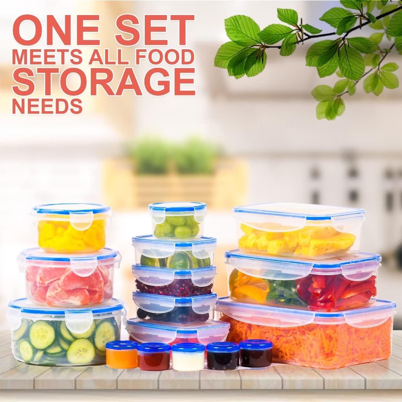 Detalle 2 de RockBerry 32-Piece Food Storage Container Set, Airtight and Stackable
