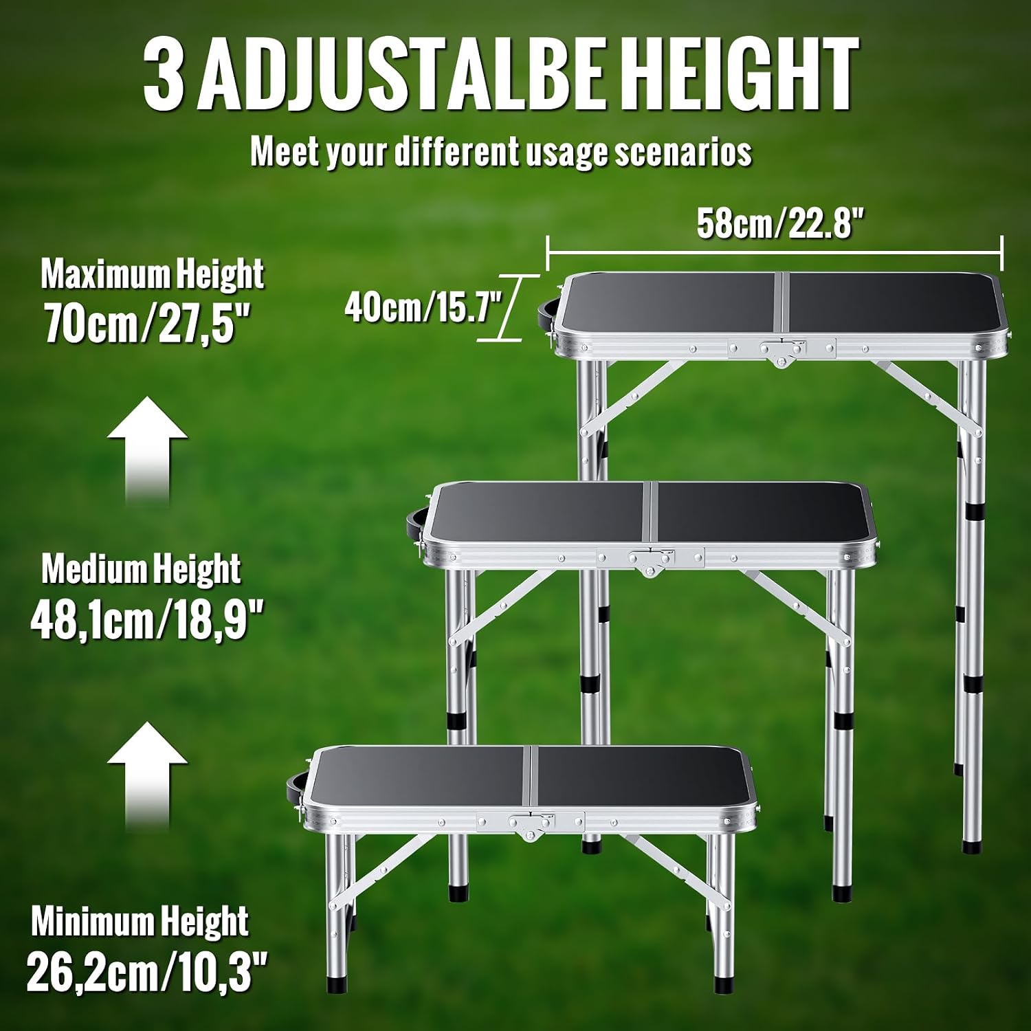 Thumbnail 4 de GARLLEN Folding Table for Camping with 3 Adjustable Heights (Lightweight Aluminium Outdoor Table)