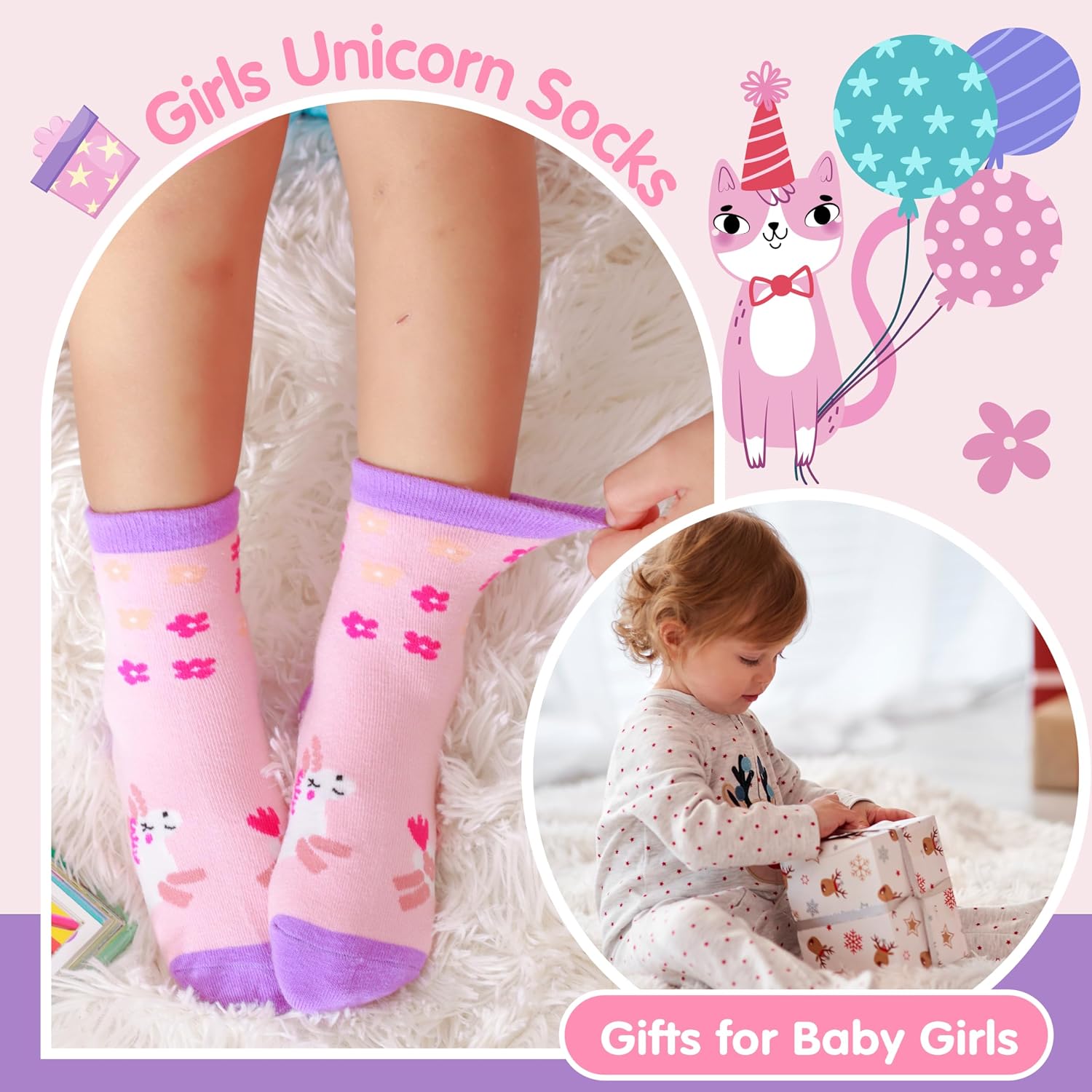 Thumbnail 5 de Welwoos 12 Pairs Baby Girls Non‑Slip Socks