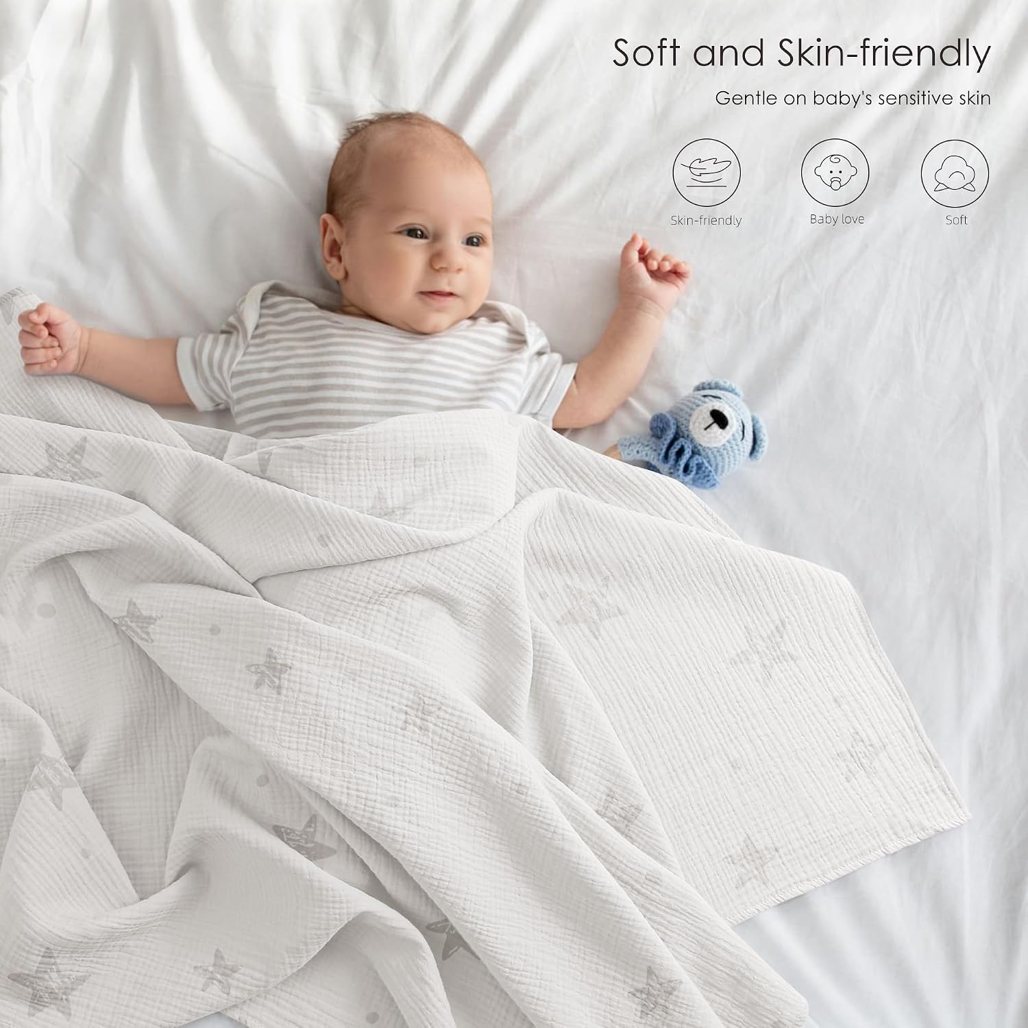Detalle 2 de Muslin Swaddle Blankets 96x100cm 3 Pack