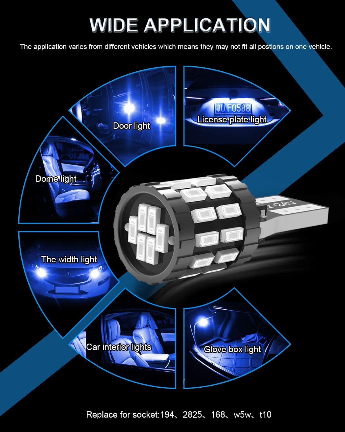 Thumbnail 5 de KATUR T10 W5W LED 194 168 2825 Lampadina Cuneo LED CANBUS Blu – Versione aggiornata