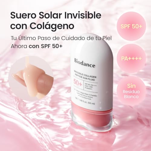 Detalle de BIODANCE Sérum Solar SPF 50+ Invisible: protector facial ligero con colágeno y péptidos