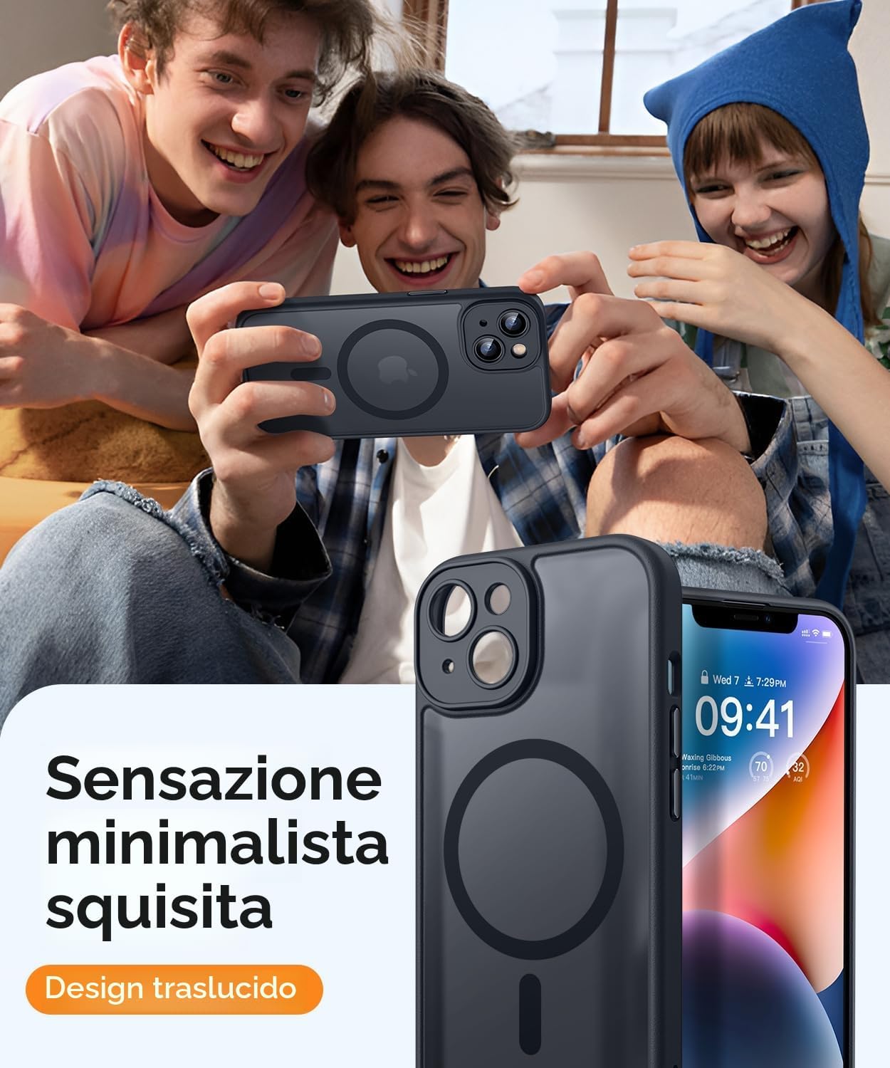 Thumbnail 6 de CANSHN Cover magnetica per iPhone 14 (6,1") con MagSafe e protezione fotocamera totale, nera