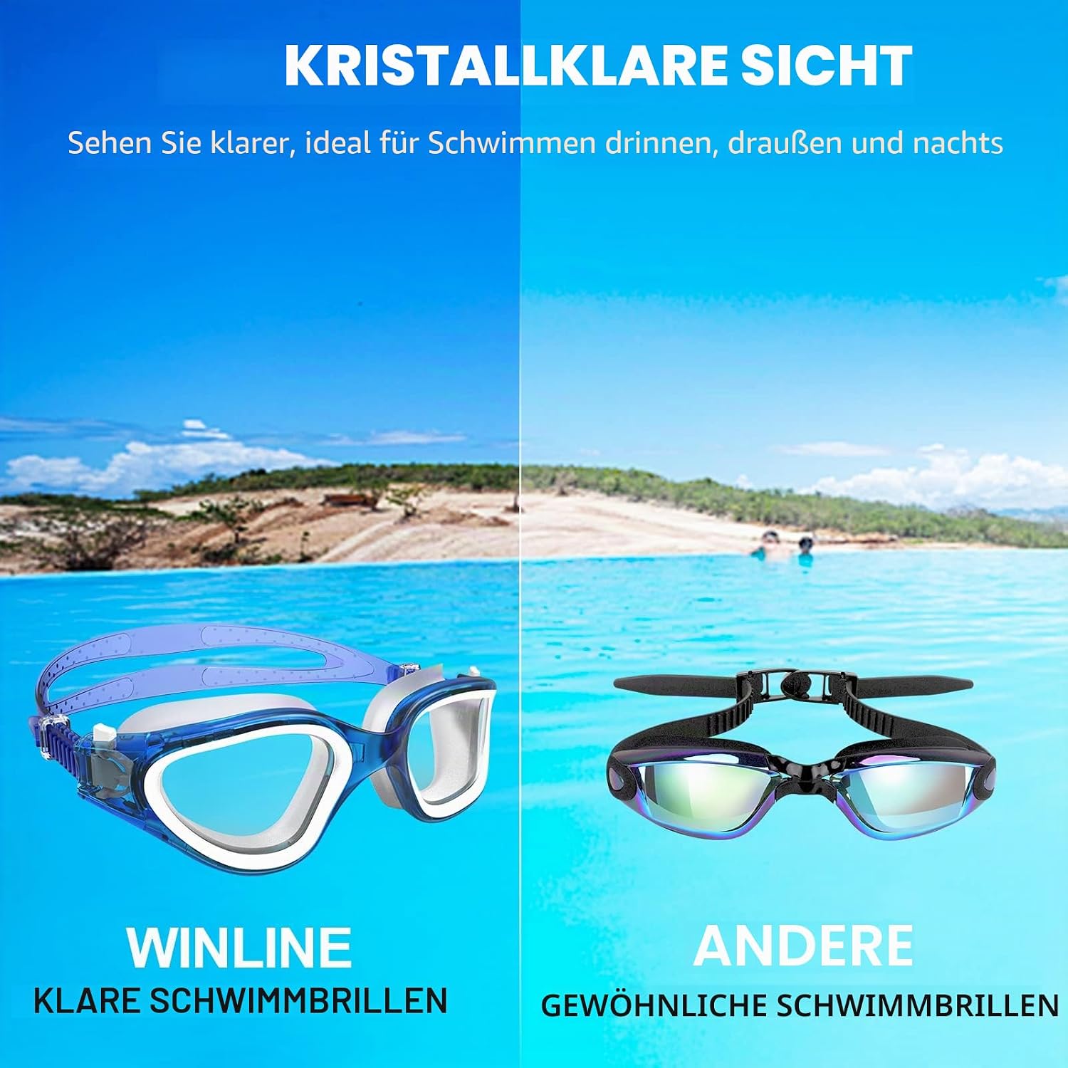 Thumbnail 2 de Winline Schwimmbrille Erwachsene Jugendliche – UV400-Schutz, Anti-Beschlag, klare Sicht und komfortabler Passform