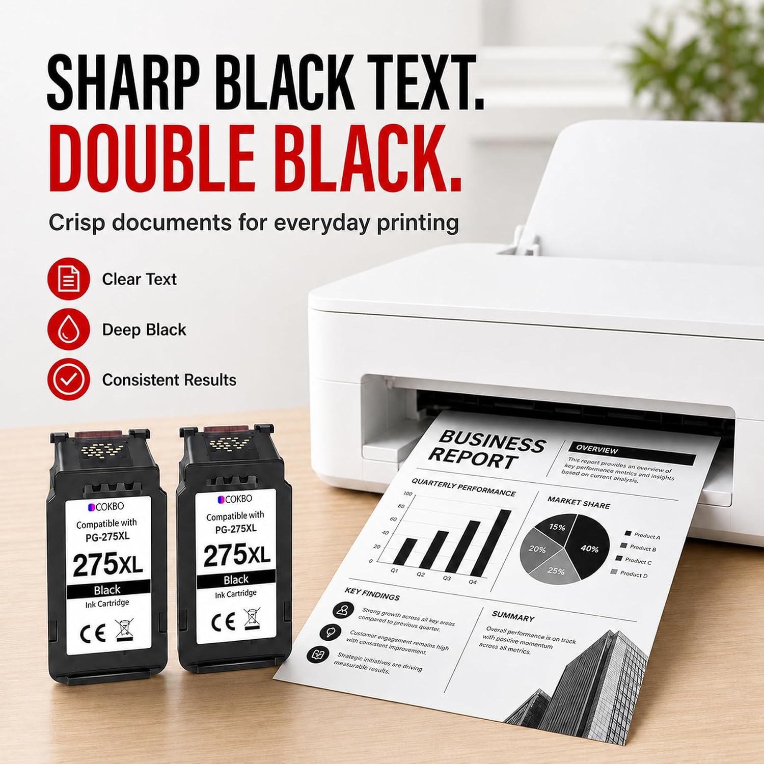 Detalle de PG-275XL-Compatible Black Ink Cartridges, 2-Pack