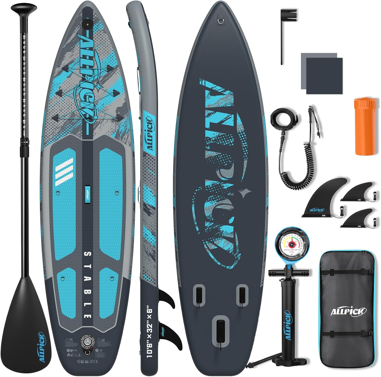 Detalle de ALLPICK Premium SUP Board Set – Aufblasbares Stand Up Paddle Board mit Kamera-Halterung