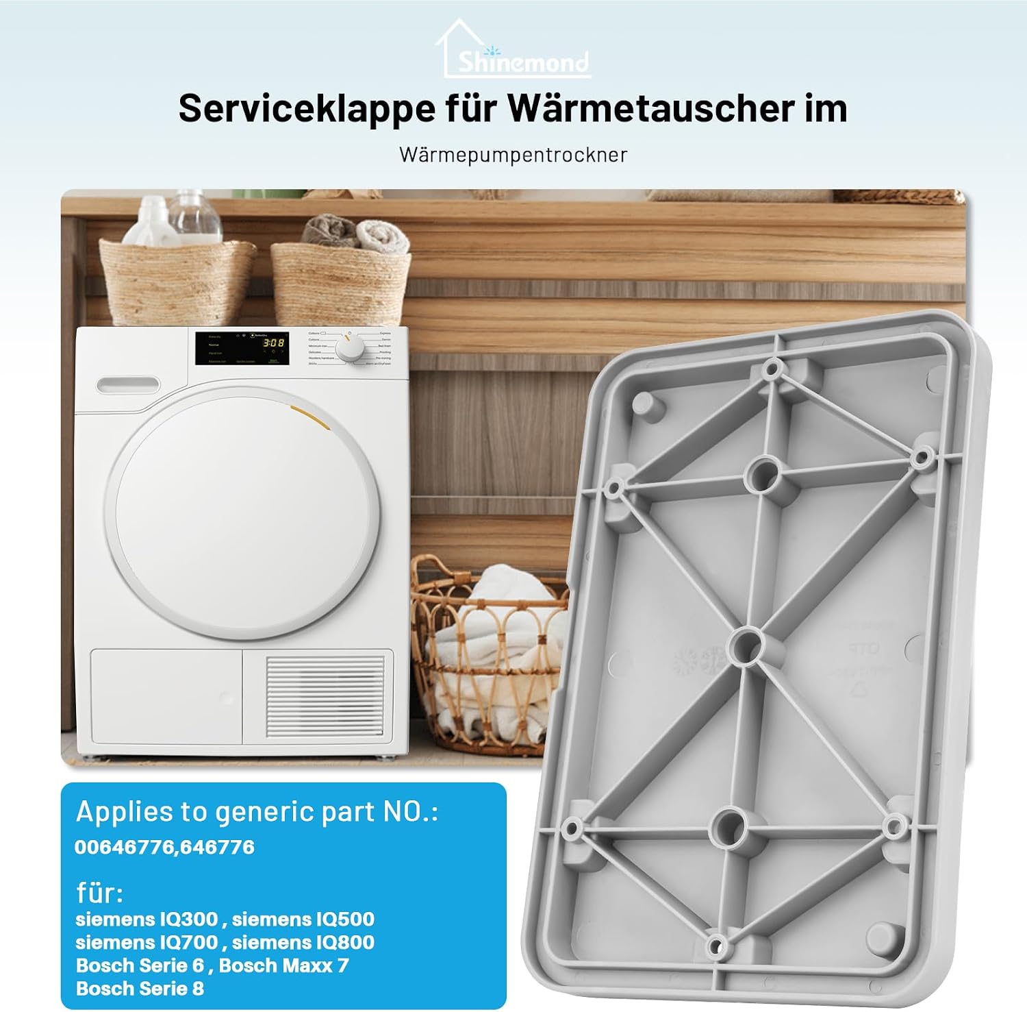 Detalle de Shinemond Wartungssklappe Serviceklappe 646776/00646776 – kompatibel mit Bosch/Siemens Trocknern