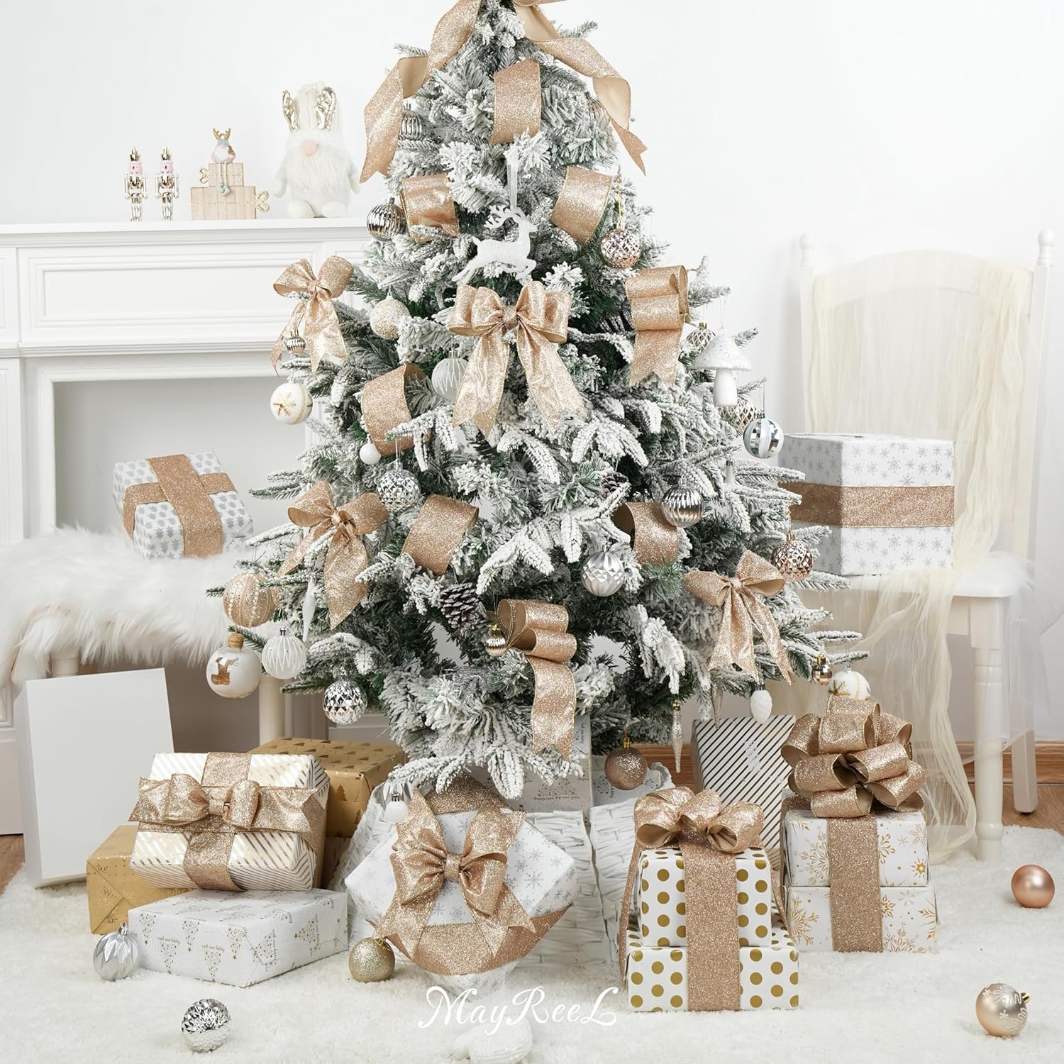 Thumbnail 6 de MAYREEL 1.5-inch White Wired Ribbon 10 yards 🎀