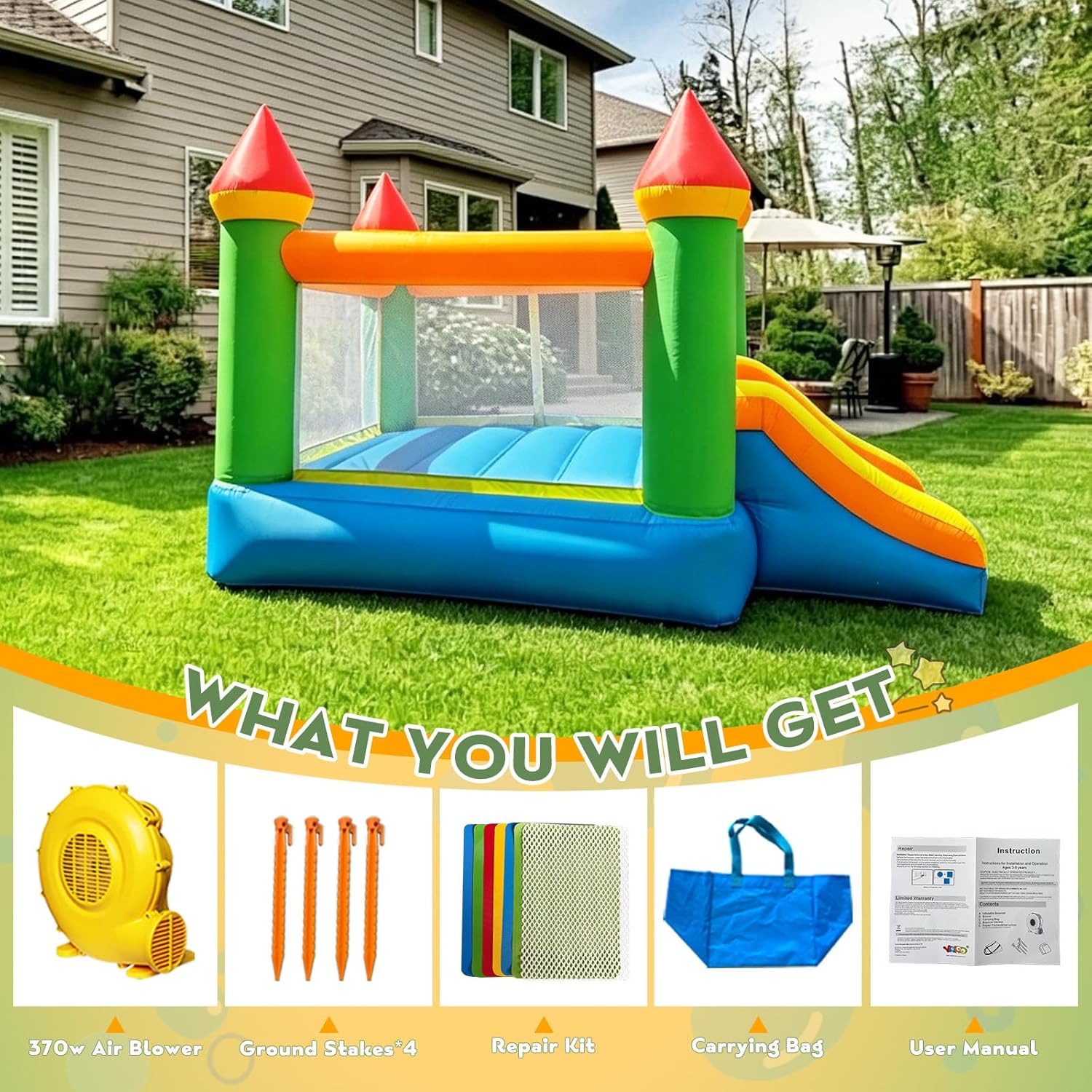 Thumbnail 6 de YARD Bounce House with Slide — 12x9x8 ft Inflatable Bouncer for Kids