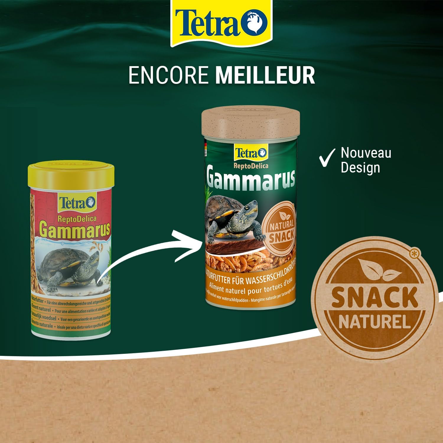 Detalle de TETRA Gammarus – Complément alimentaire naturel pour tortues d'eau (1 Litre) avec couvercle doseur