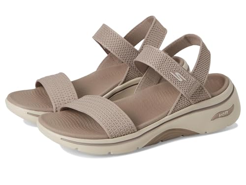 Detalle de Skechers Sandalia Mujer Taupe con Arch Fit y plantilla Goga Mat – Talla 35