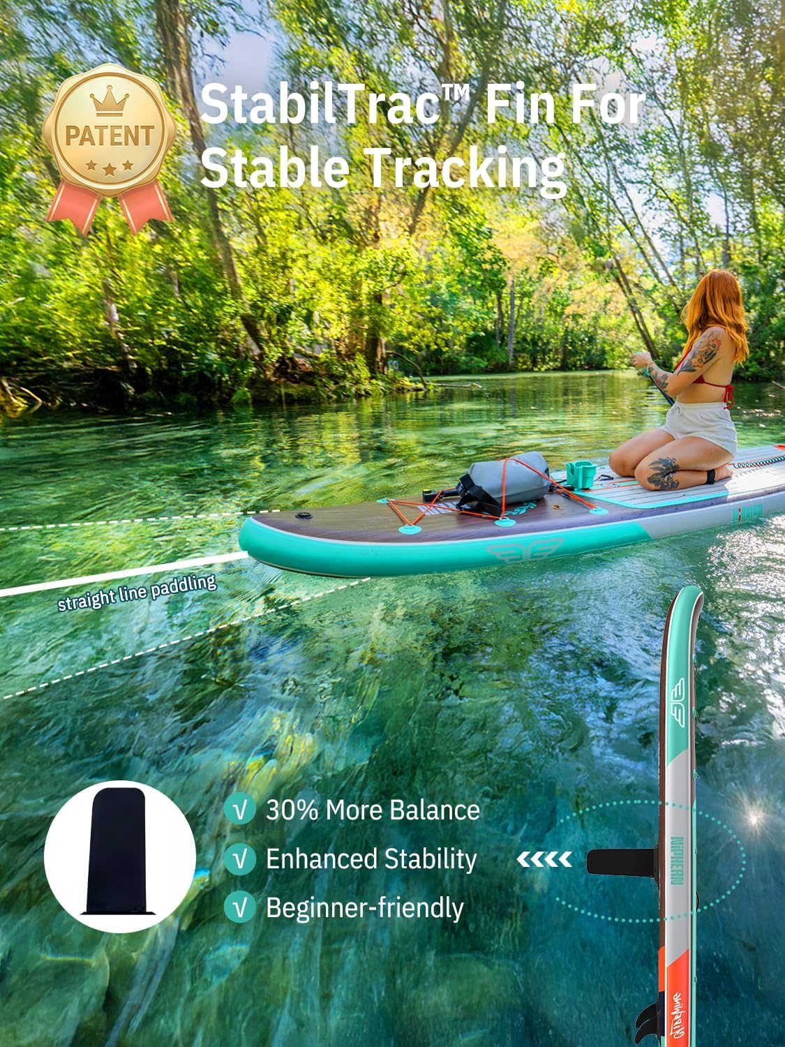Detalle de Niphean (Extra Large) Inflatable Paddle Board (SUP) for 2+1 People, 500 lbs Capacity with Accessories