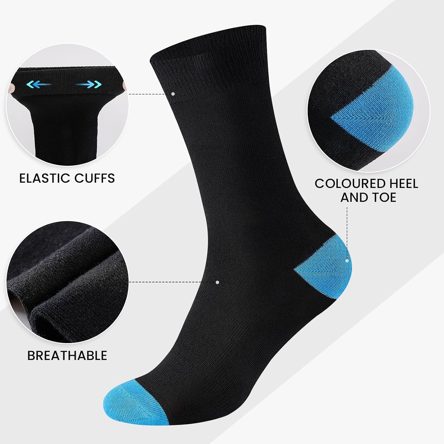 Detalle de Cirorld mens black socks 10 pairs breathable