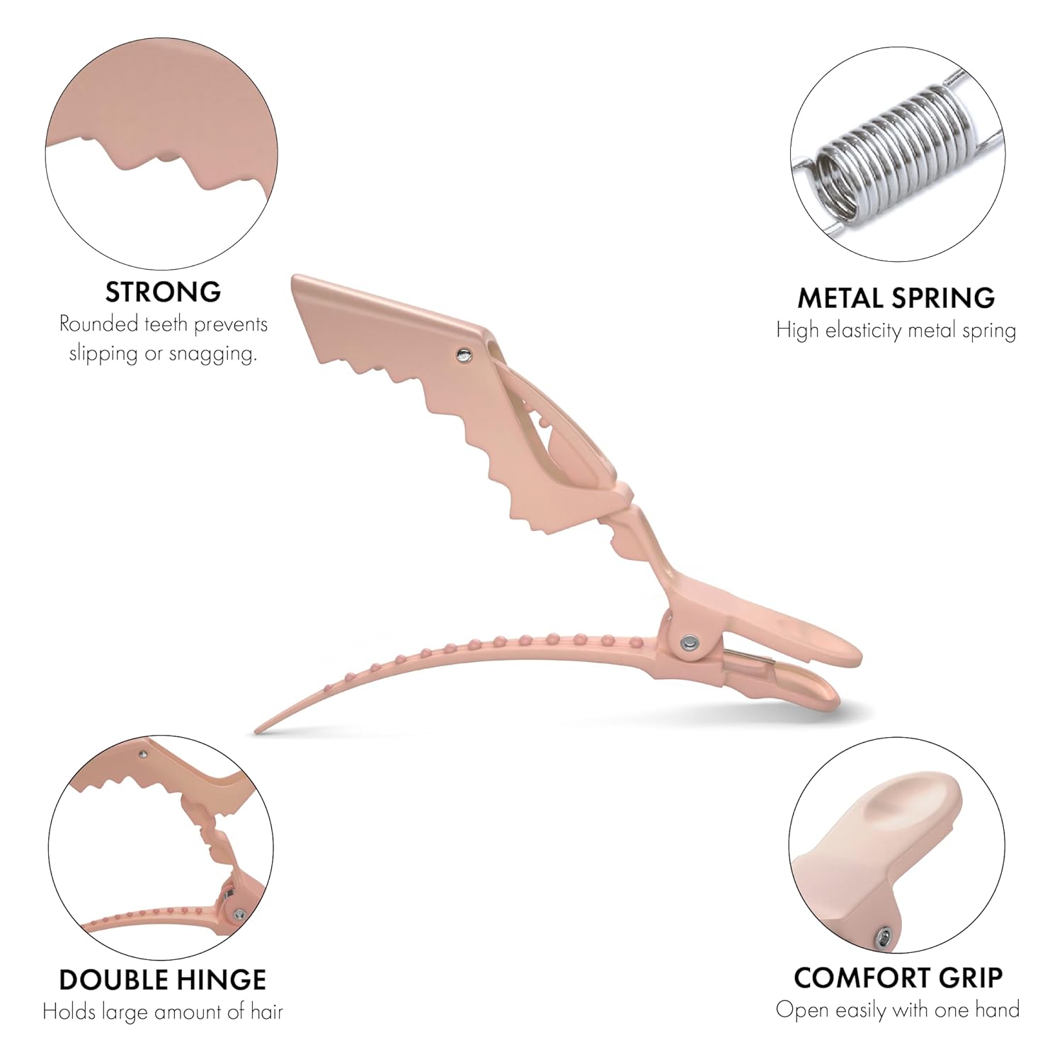 Thumbnail 2 de FRAMAR Neutral Alligator Clips for Hair Styling (10-Pack) — Firm Hold No-Slip Crocodile Clips