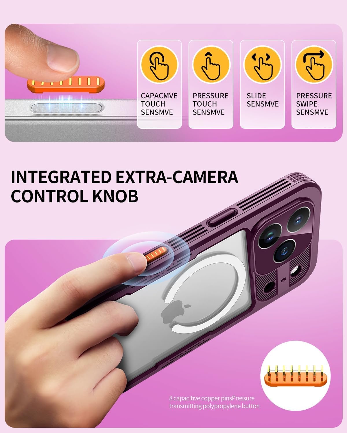 Detalle de Lanhiem WP-ZS-I18PM-R Magnetic Waterproof Case for iPhone 17/18 Pro Max
