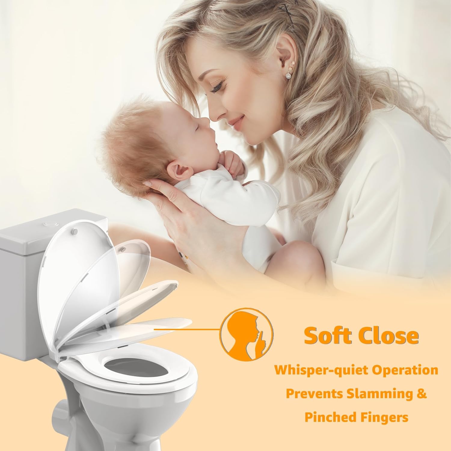 Detalle de Huttdmel HTW004 Round Toilet Seat with Removable Toddler Seat, Magnetic Hold, White