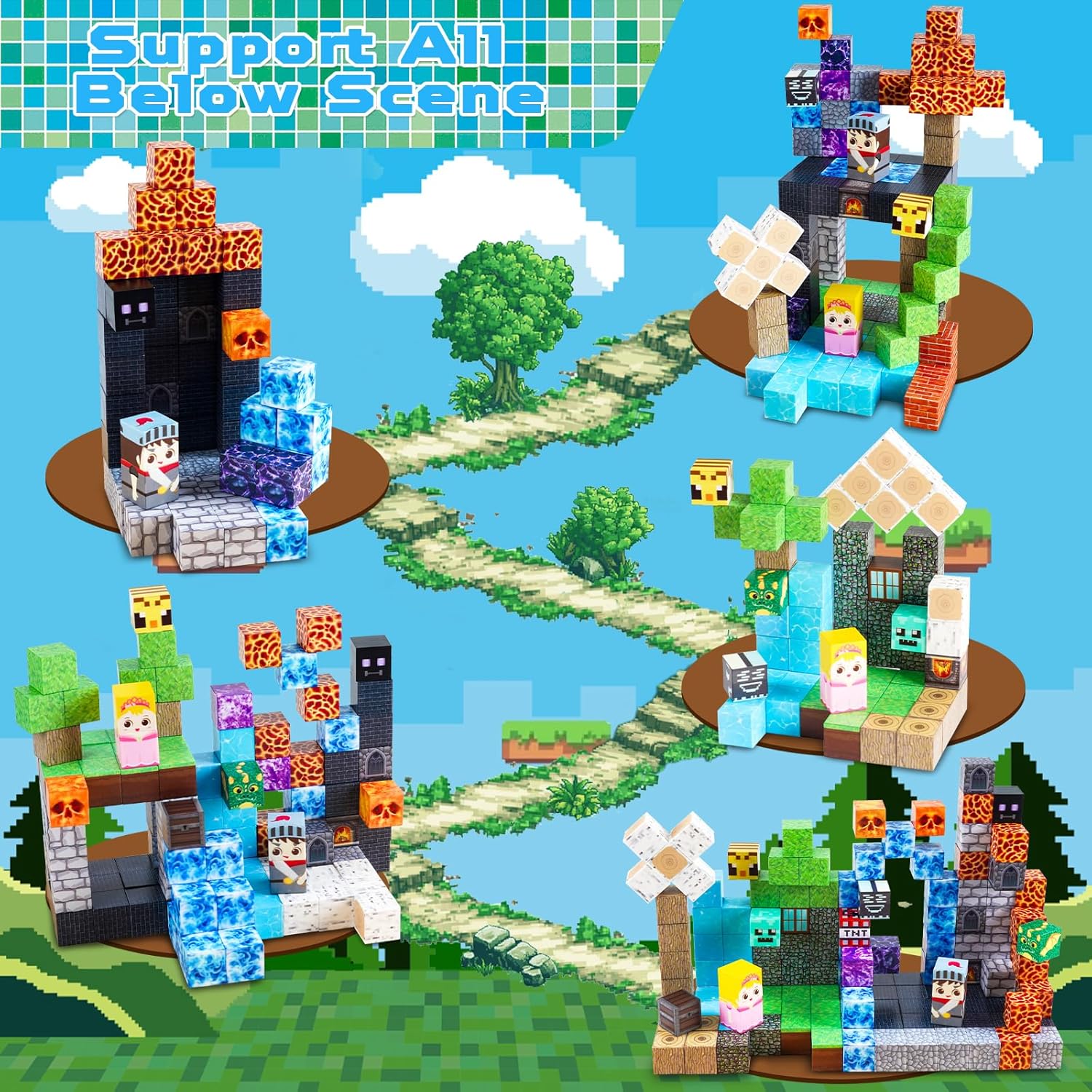 Thumbnail 2 de GraceDuck Costruzioni Magnetiche 150 pezzi: Cubi magnetici Montessori per bambini 3+