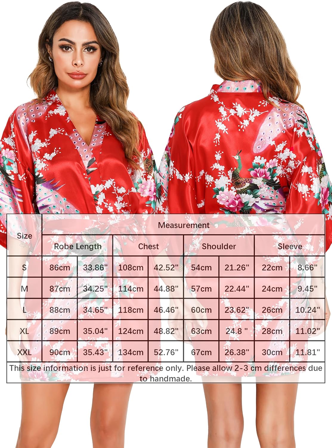 Thumbnail 5 de Kimono japonais femme Vlazom en satin, court mariage (peignoir pour la mariée et demoiselles)
