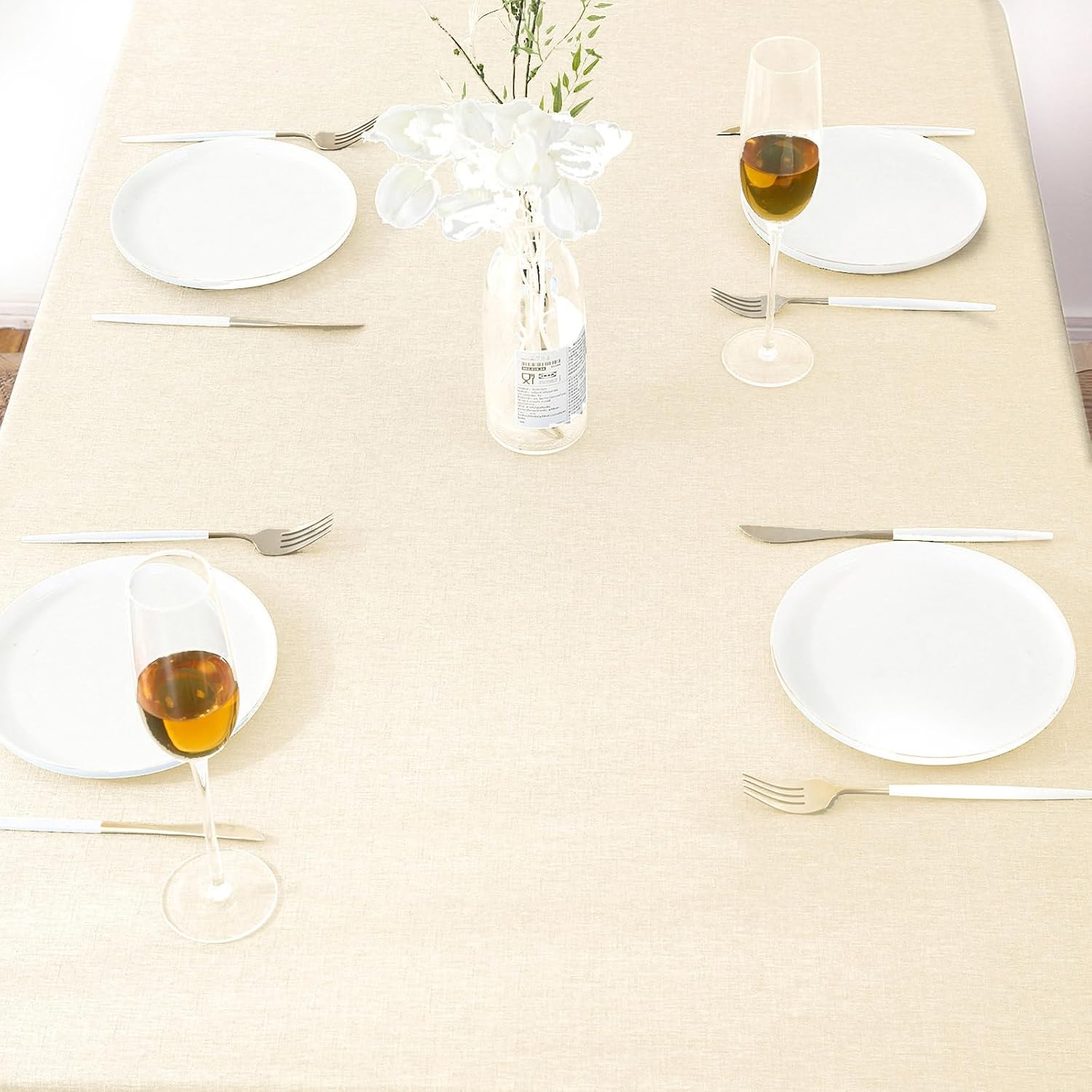 Thumbnail 6 de AUSSPVOCT Textured Rectangular Tablecloth (Water Resistant, Wipeable, Wrinkle Free) — Cream, Spring/Easter Style