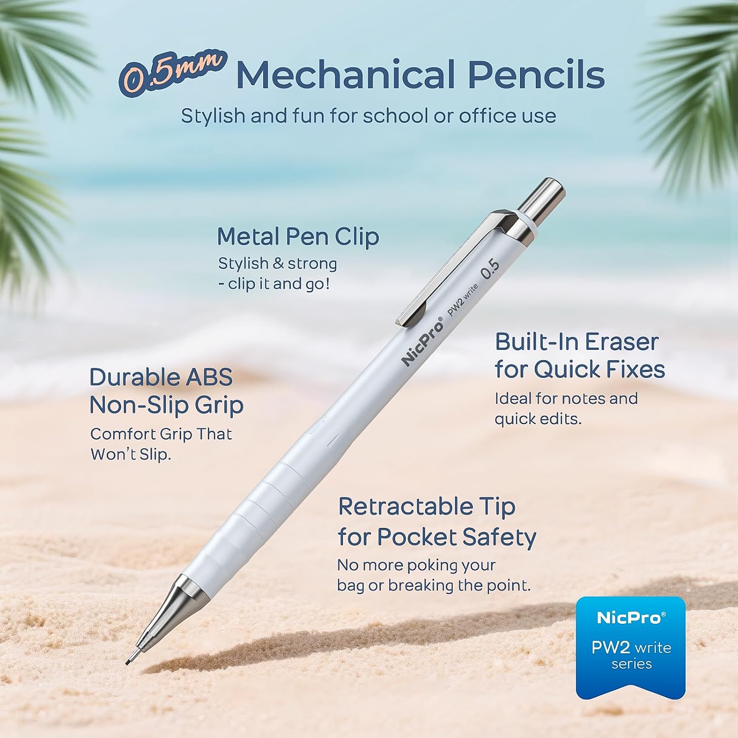 Thumbnail 1 de Nicpro PW2 Mechanical Pencil Set, 0.5mm Pastel Pencils with HB Refills