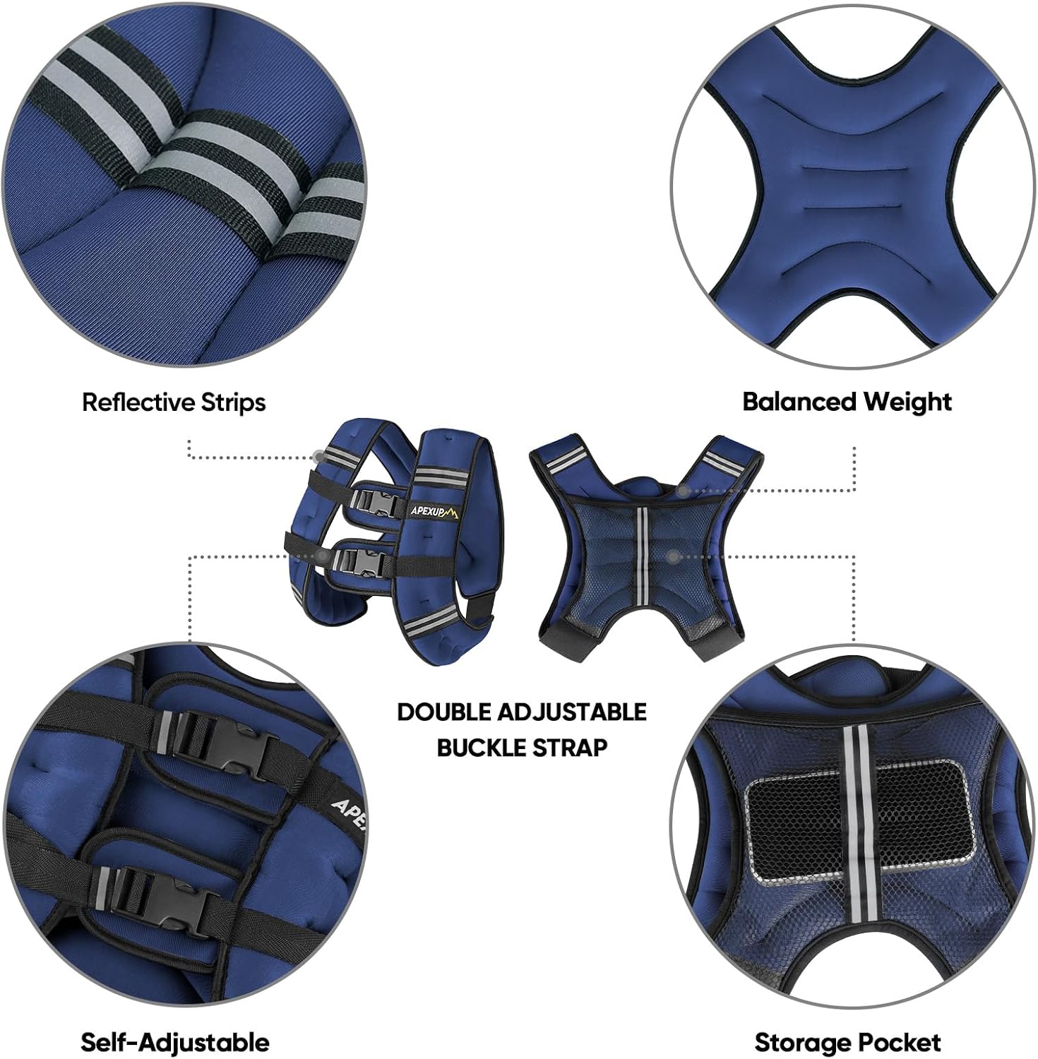 Detalle 2 de APEXUP Weighted Vest for Men & Women – Breathable, Adjustable Workout Weight Vest for Strength Training and Running