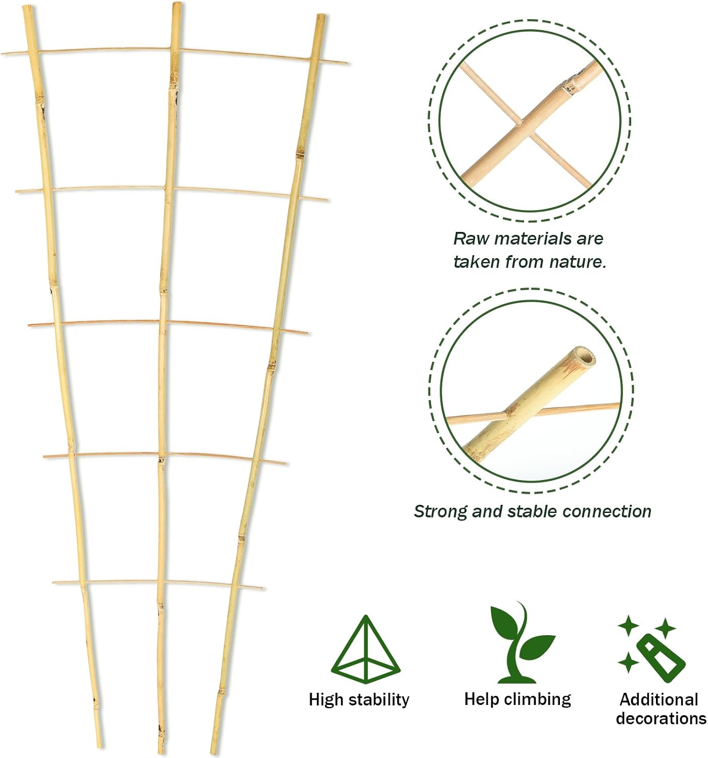 Detalle de Jollybower PT-P Fan-Shaped Bamboo Plant Trellis, 2 ft, 3-Pack
