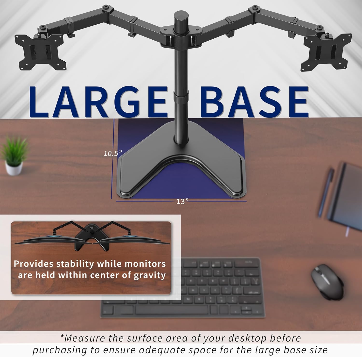 Thumbnail 4 de VIVO STAND-V002F Dual Monitor Desk Stand for 2 Screens