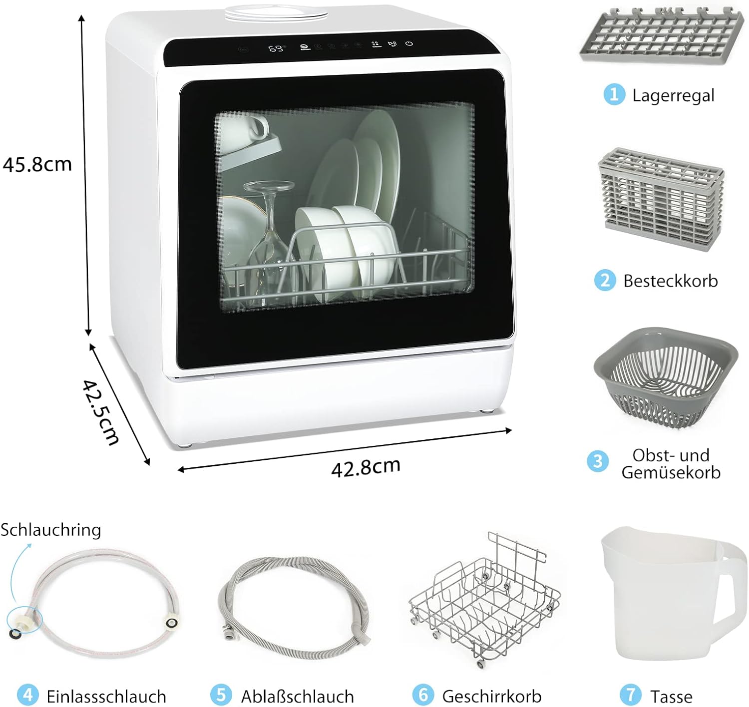 Thumbnail 5 de Fullwatt Mini Geschirrspüler für 3 Gedecke (freistehend) – 5 l, 5+1 Programme mit Touch Control