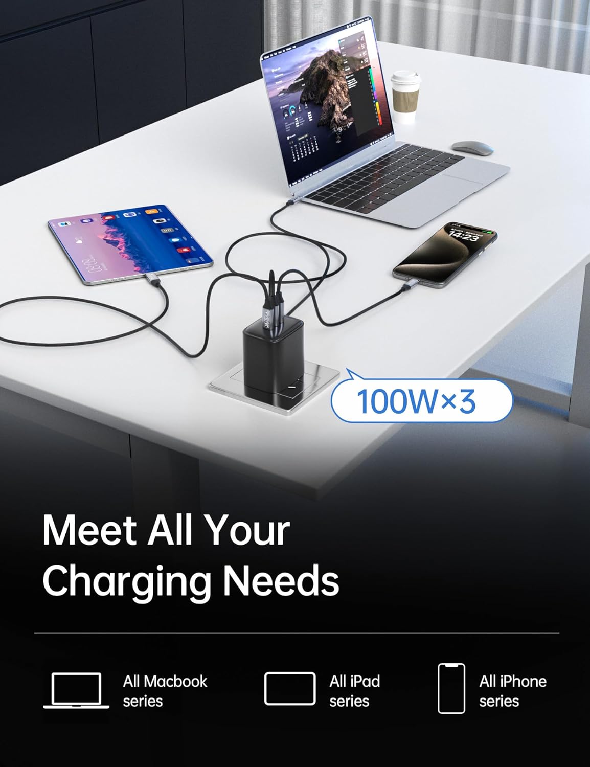 Thumbnail 4 de CAKOBLE USB-C to USB-C 3.1 Gen2 Cable: 10Gbps Data, 100W PD, 4K Output (3.3ft)
