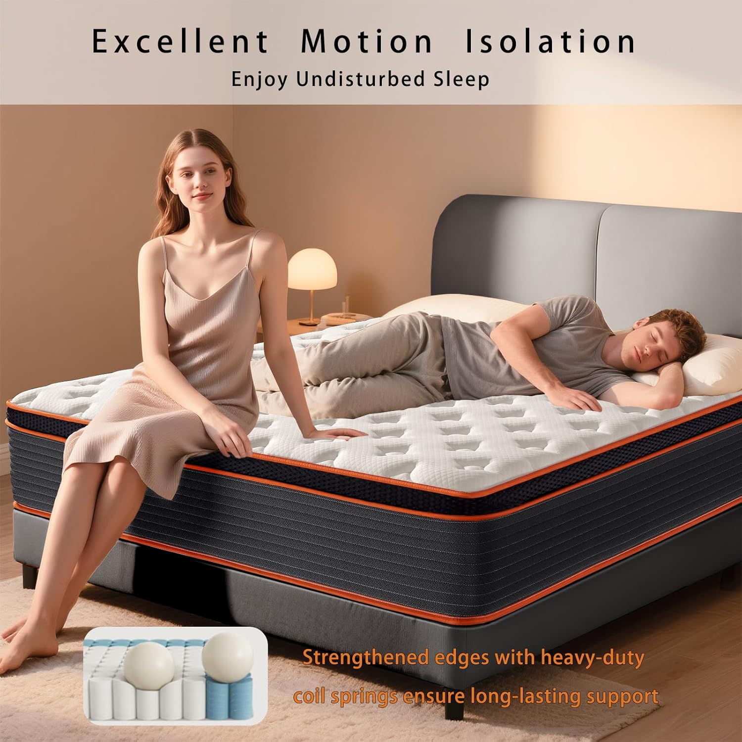 Thumbnail 5 de SEZMOONSI Double Mattress 4FT6 Hybrid Gel Memory Foam Pocket Sprung Mattress