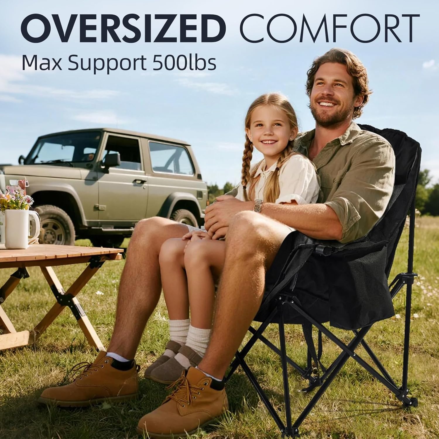 Thumbnail 1 de Oversized Camping Chairs for Adults - Heavy Duty Padded XL Camp Chair by PUVASIA