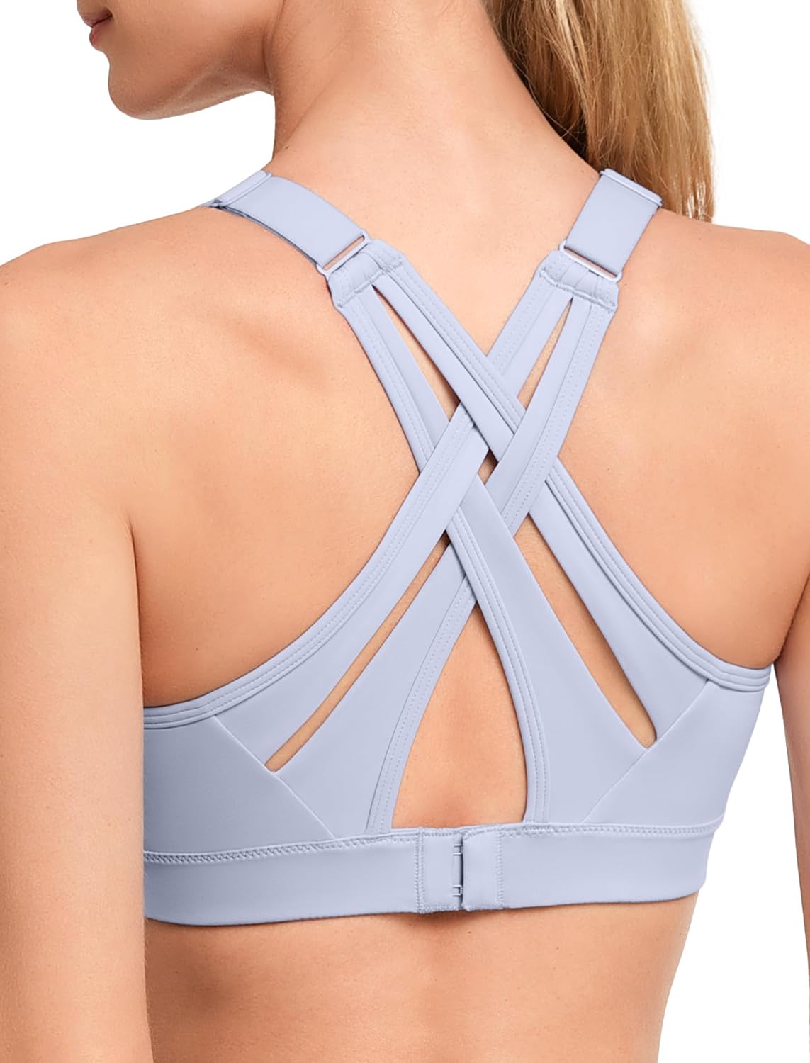 Detalle de Yvette Sports Bra High Impact Adjustable Criss Cross Back with Full Support for Large Bust