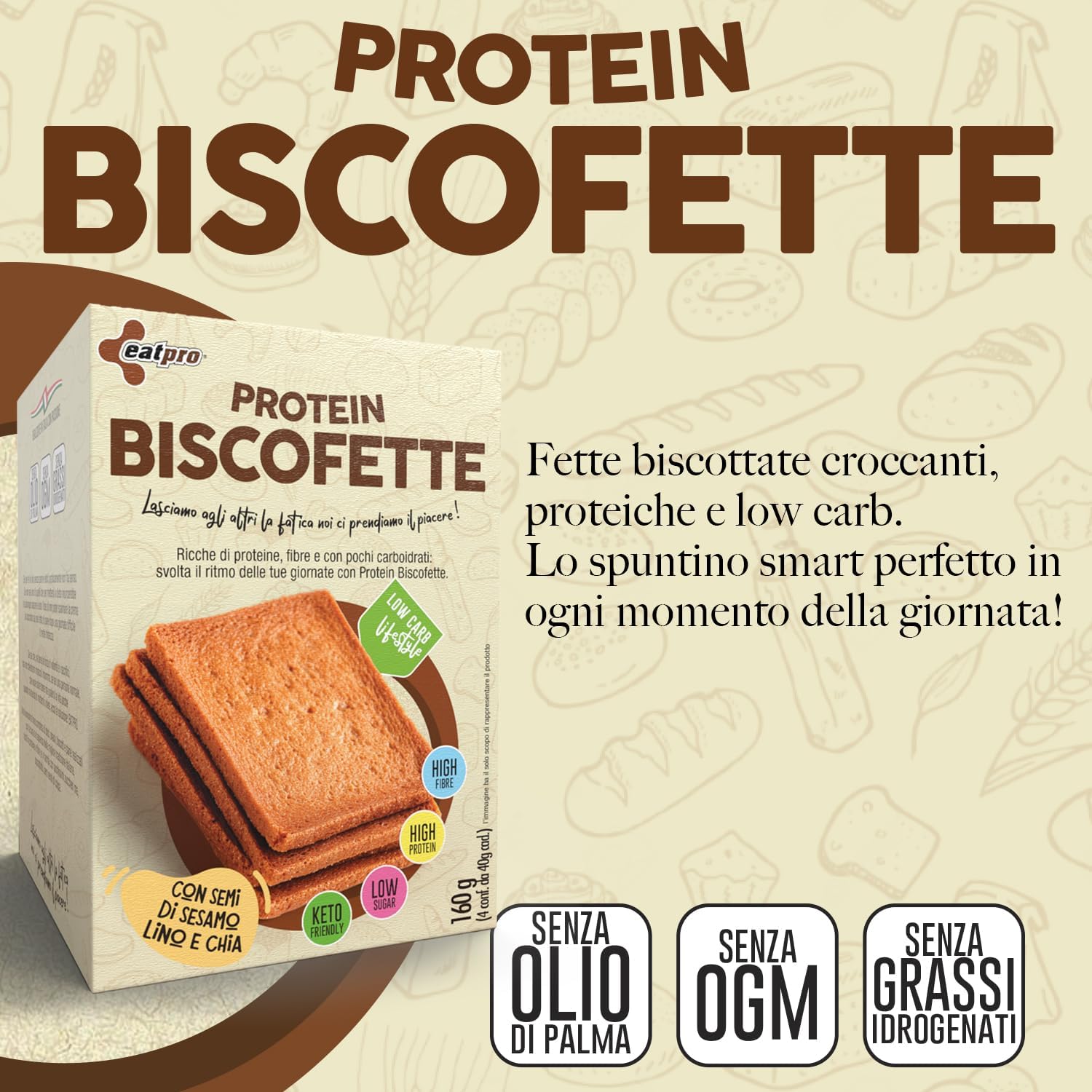 Detalle de EatPro Fette biscottate proteiche 4 porzioni 40g 🍞