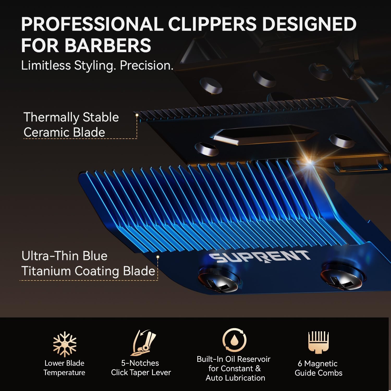 Detalle 2 de SUPRENT Professional Hair Clippers for Men