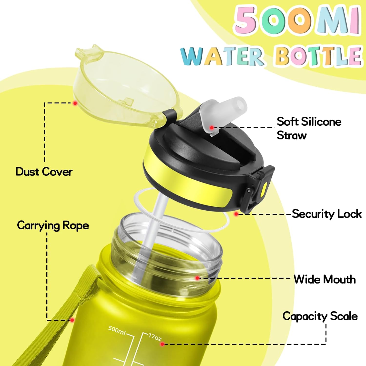 Thumbnail 2 de Botella infantil 500ml a prueba de fugas con pajita
