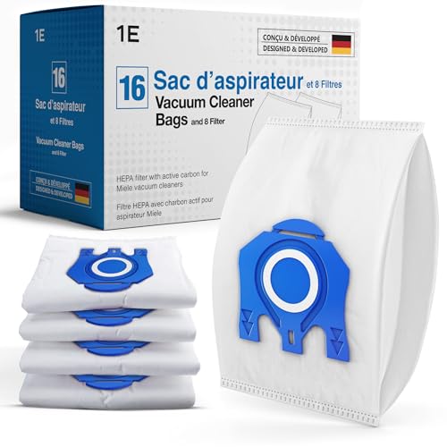 Lot de 24 Sacs aspirateur GN 16 sacs + 4 filtres pour Miele Complete C3 / C2 / Classic C1 (réf compatibles 9917730, 12281680) - 1E