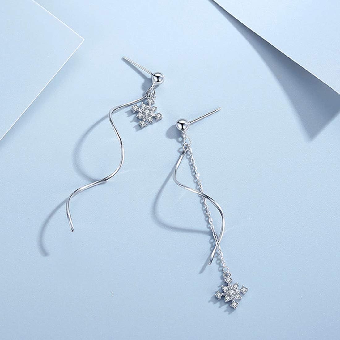 Thumbnail 5 de SLUYNZ 925 Sterling Silber Schneeflocke Ohrringe mit Kette – zarte, schwebende Akzente für Damen