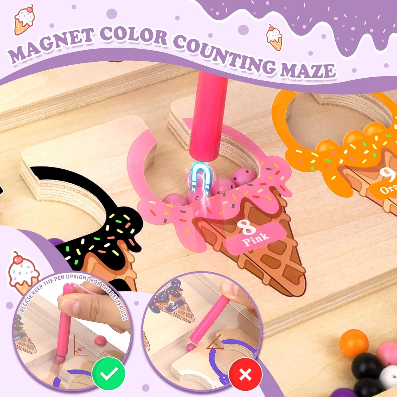 Detalle 2 de Konijiwa Montessori Magnetic Colour & Number Maze 3 🎲