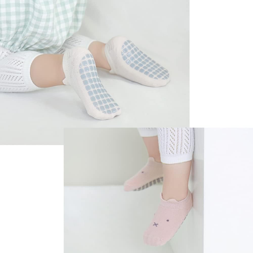 Detalle 2 de Exemaba Baby non-slip grip ankle socks (5 pairs) for toddlers – cartoon anti-skid socks
