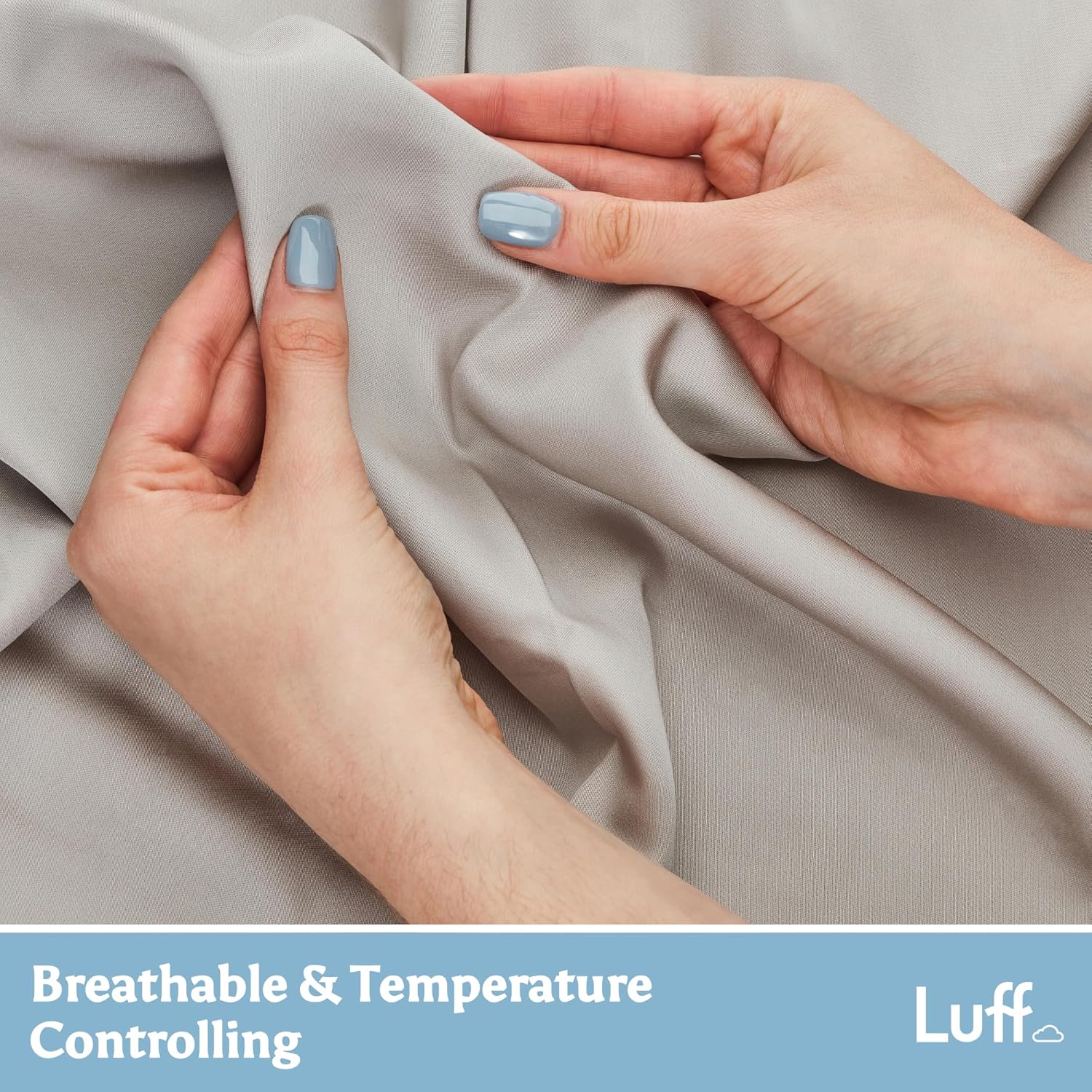 Detalle de Luff Bamboo Silk Bedding Set: Duvet Cover & Pillow Cases in Light Grey (Double)