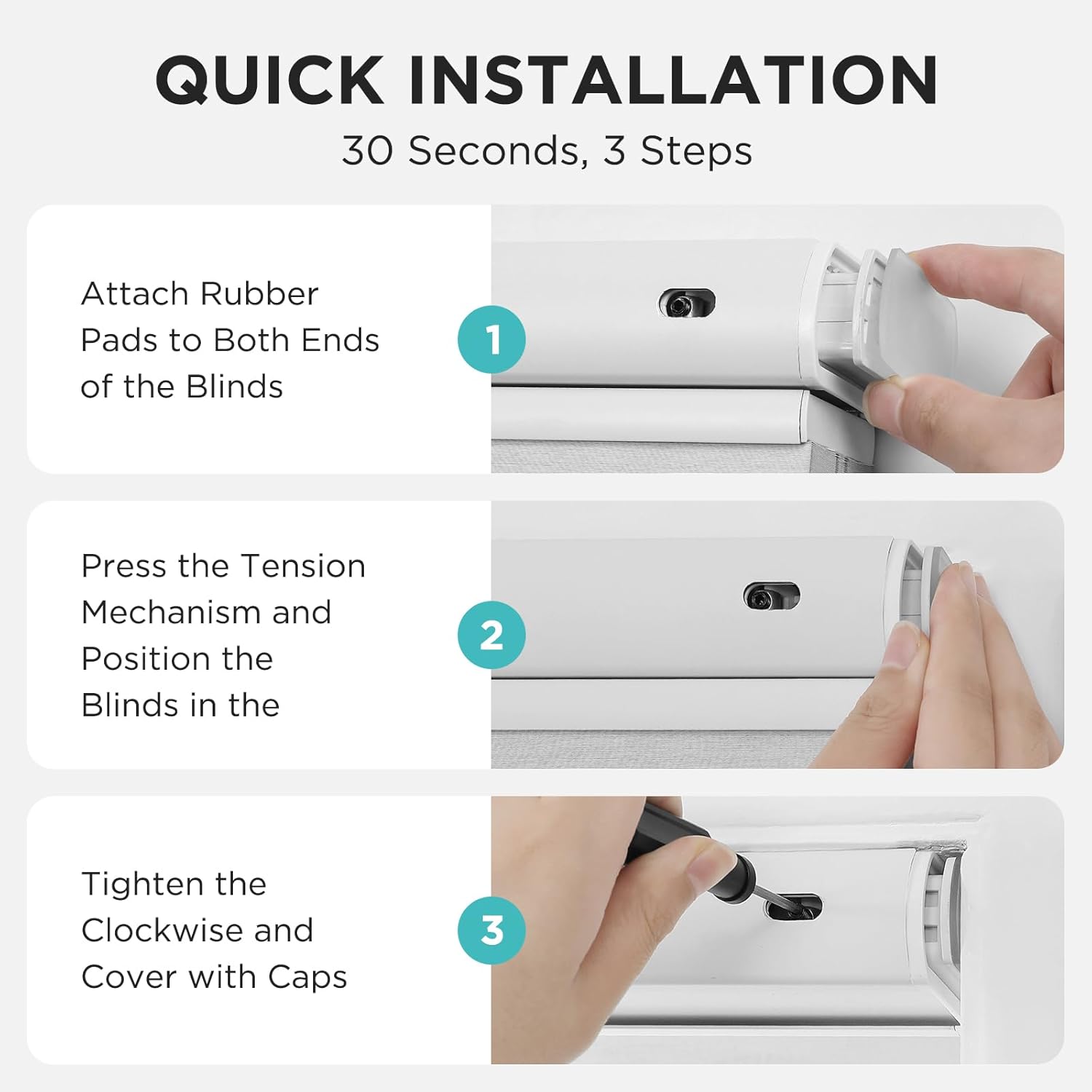 Detalle de Joydeco No Tools No Drill Cordless Top-Down Bottom-Up Cellular Blinds (White, 28" W x 64" H)