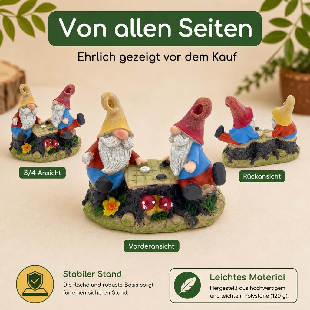 Detalle de MIJOMA Gartenzwerge Dekofigur wetterfest – Zwerge auf Wippe und im Spiel, 13x10x6 cm