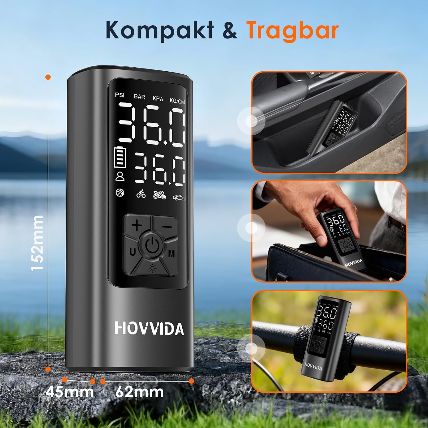 Detalle 2 de HOVVIDA Elektrische Luftpumpe 10,3 bar
