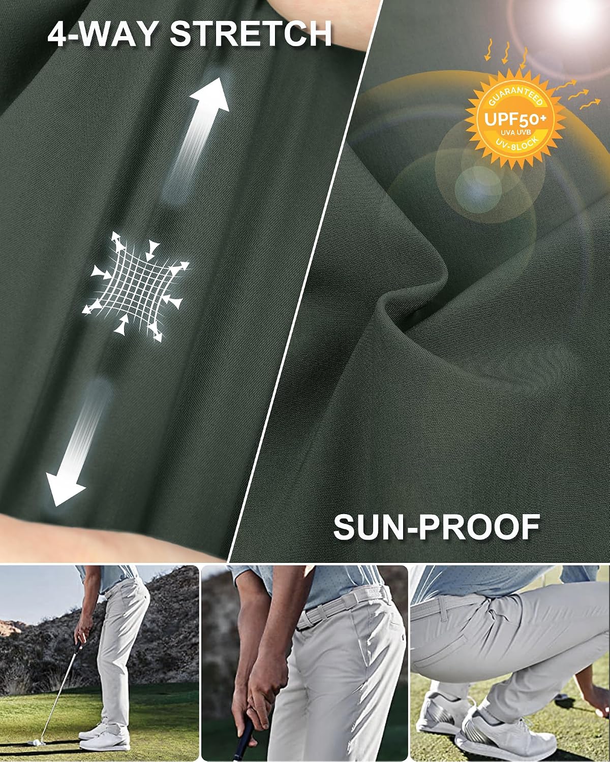 Thumbnail 2 de 33,000ft Herren Golfhose – Atmungsaktiv, Stretch, Schnell trocknend, UPF50+