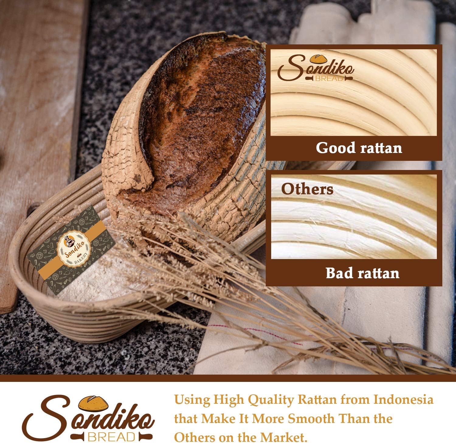 Thumbnail 3 de Sondiko Oval Sourdough Proofing Basket 2-pack 🥖