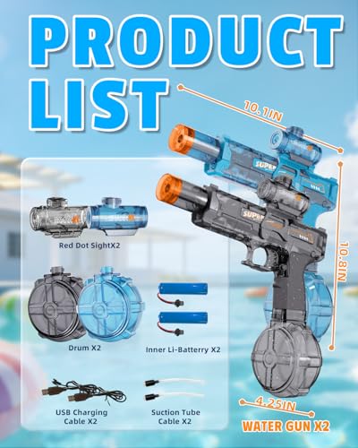 Detalle 2 de Pistola de Agua Eléctrica POPERFUN (2 Piezas): Llama LED, gran capacidad y alcance de 8–10 m