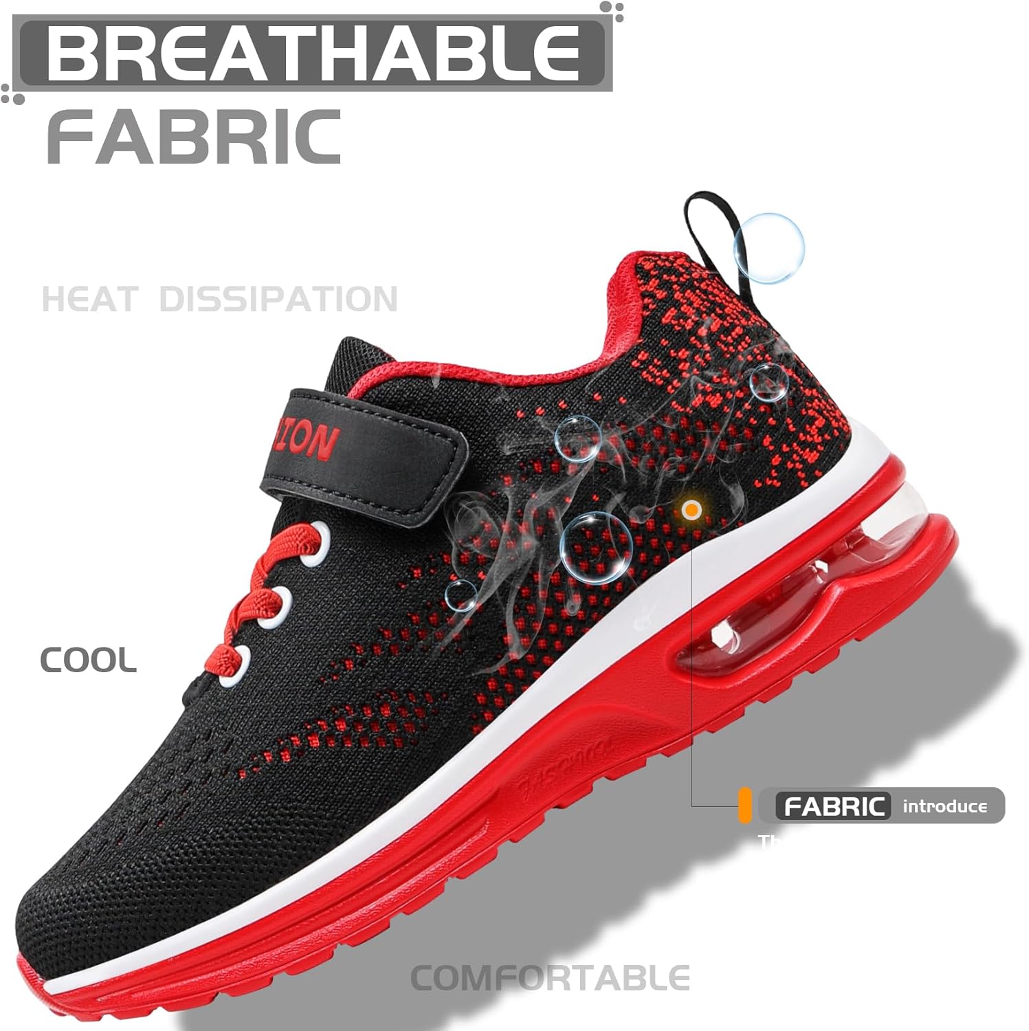 Thumbnail 2 de ASHION Kinder Turnschuhe für Jungen Sneaker mit Klettverschluss – atmungsaktives Mesh