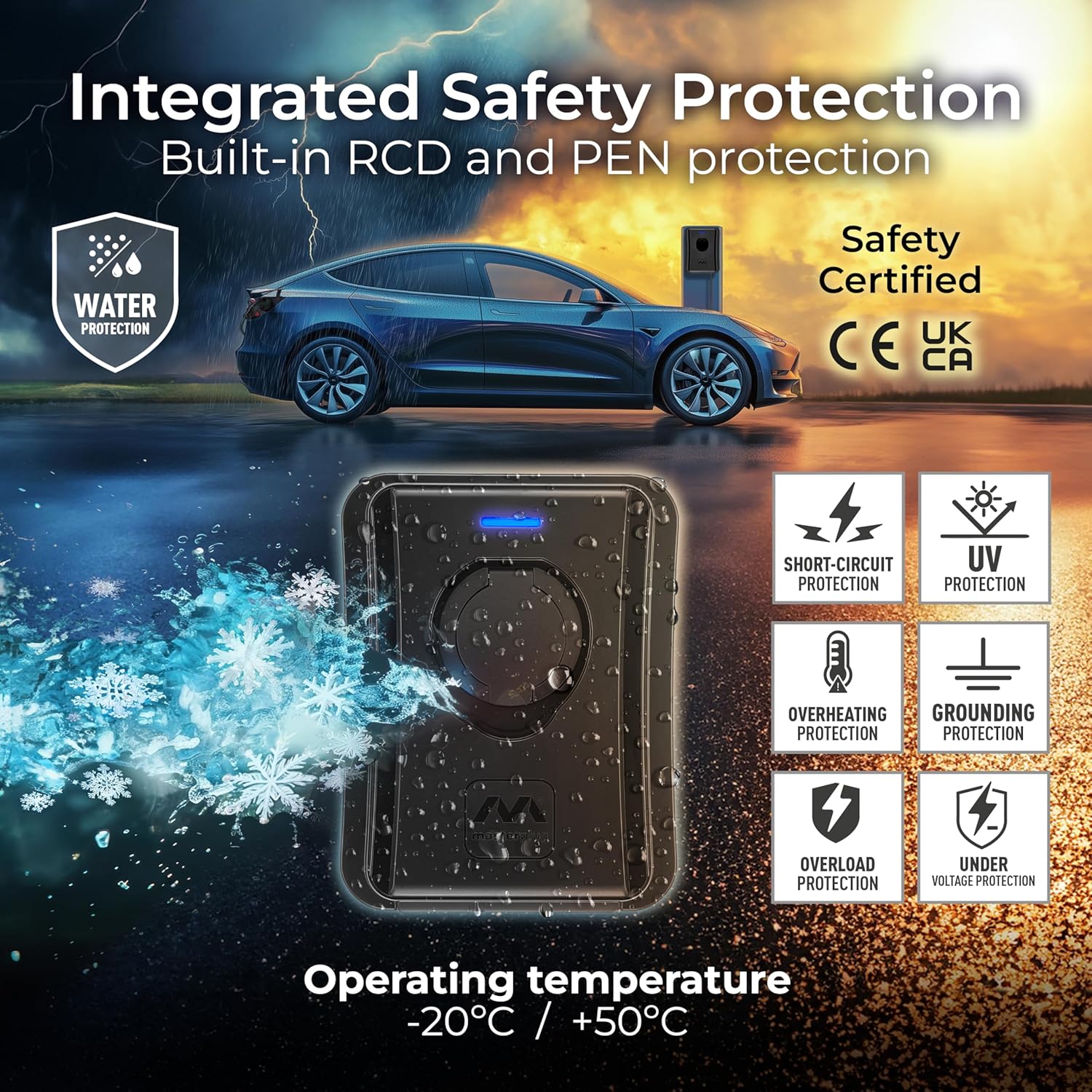 Thumbnail 3 de Masterplug Smart EV Home Wall Charger (Type 2, Socket Only) Mode 3, 7.4kW 32A, Wi‑Fi & Auto‑Lock, IP55